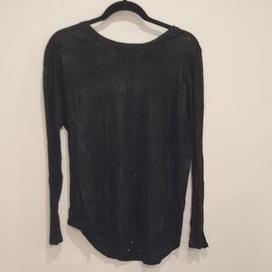Generation Love Black Long Sleeve Alternative Distressed Top Size Medium